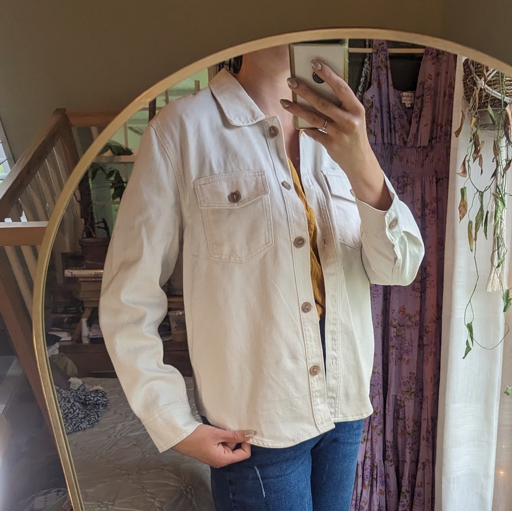 Love Tree Ivory Denim Jacket Size M NWT
